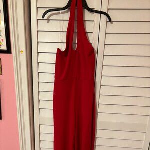 Red formal halter jumpsuit